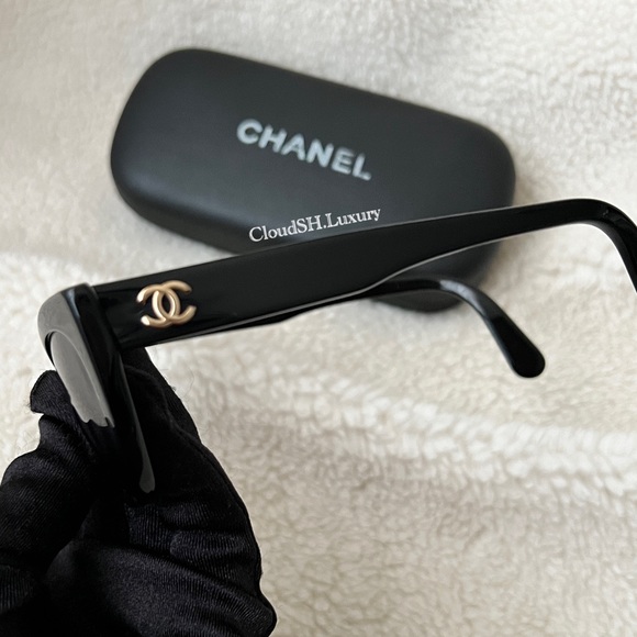 Auth Chanel Vintage CC Logo Black Cat Eye Sunglasses *For Small face frames - Picture 6 of 13